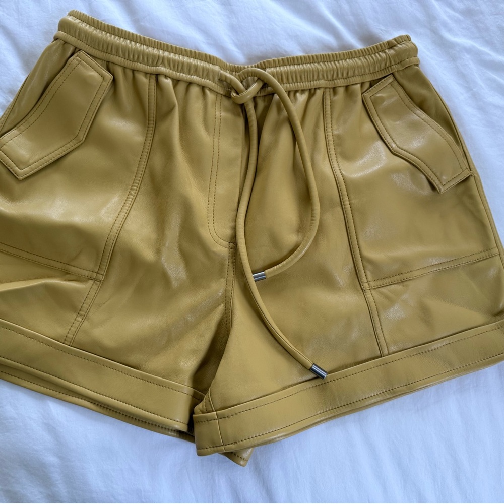 Jonathan Simkhai Mustard Yellow Leather Shorts